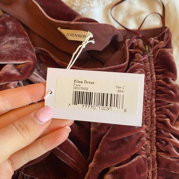 NWT Ulla Johnson Elisa One Shoulder Velvet Midi Dress in Puce - Picture 10 of 14